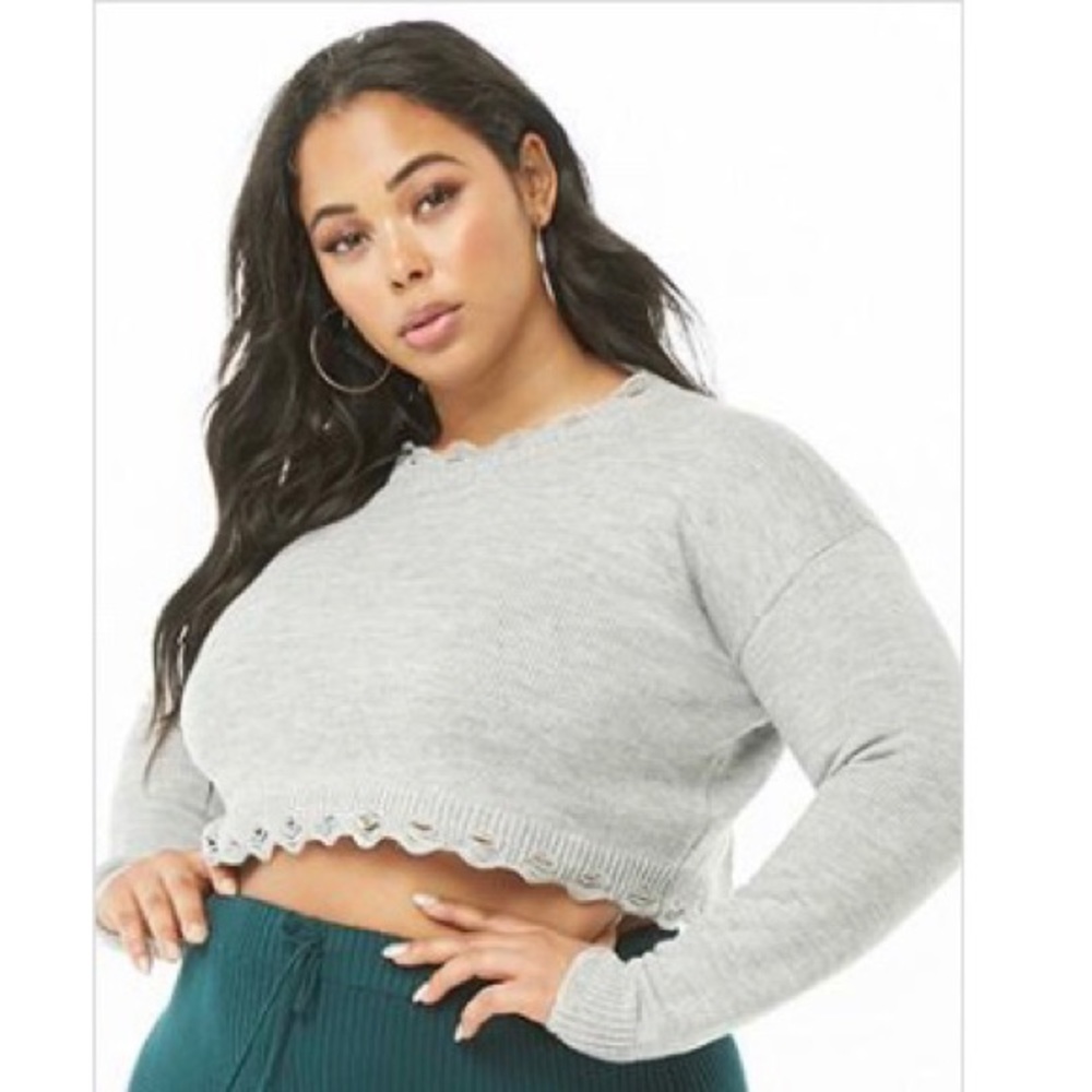 NWOT Hera Size 1X grey Crop Sweater
